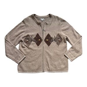 Vintage embroidered zip cardi